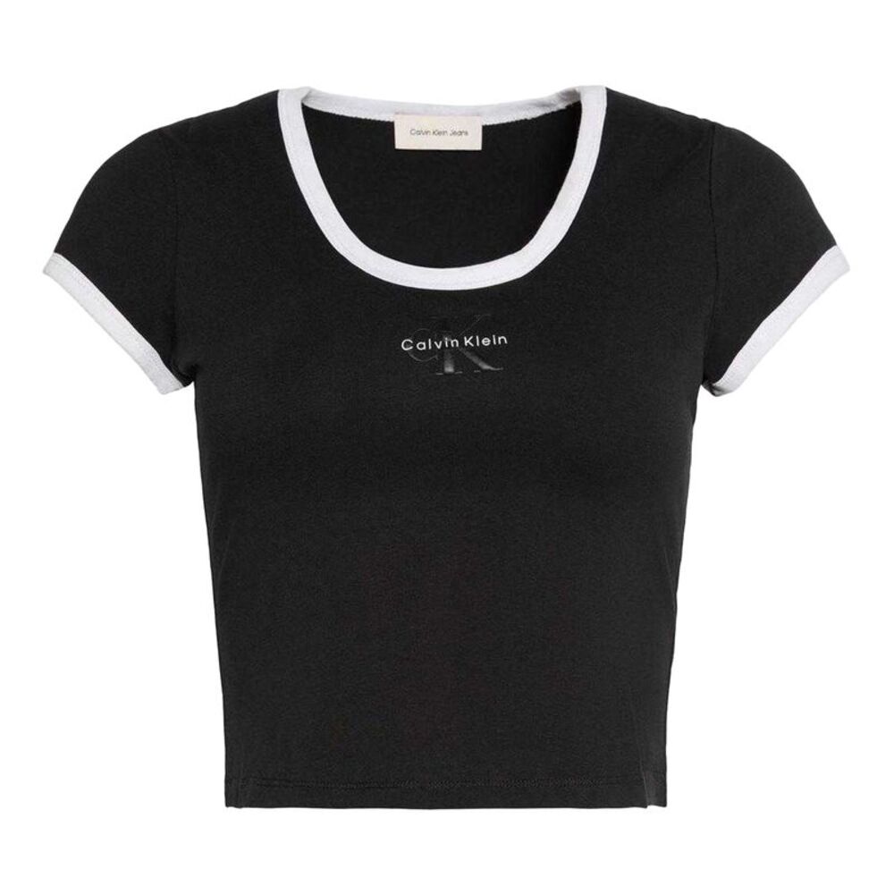 Calvin Klein Womens/Ladies Ringer Cropped T-Shirt / Black
